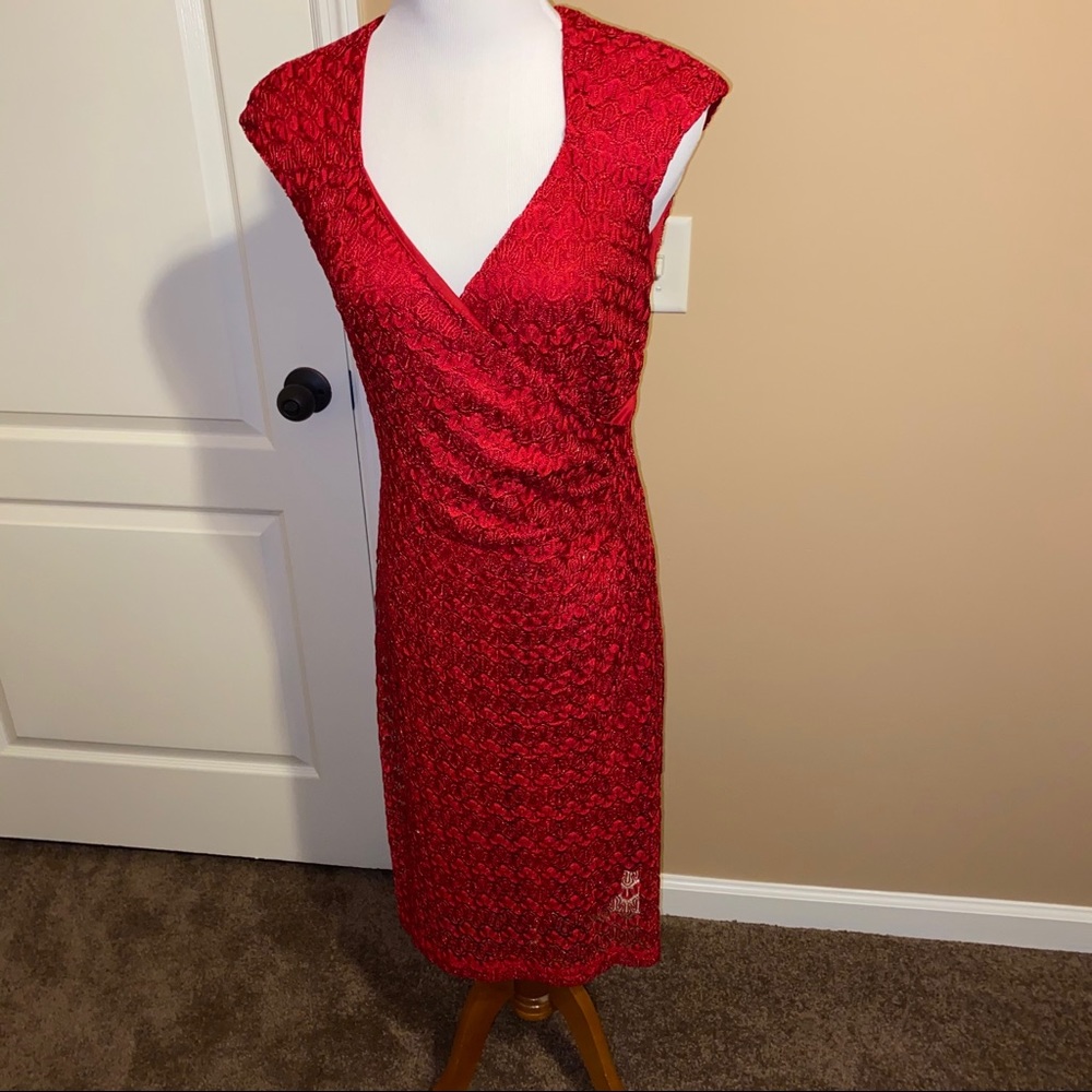 Connected Apparel Red lace dress